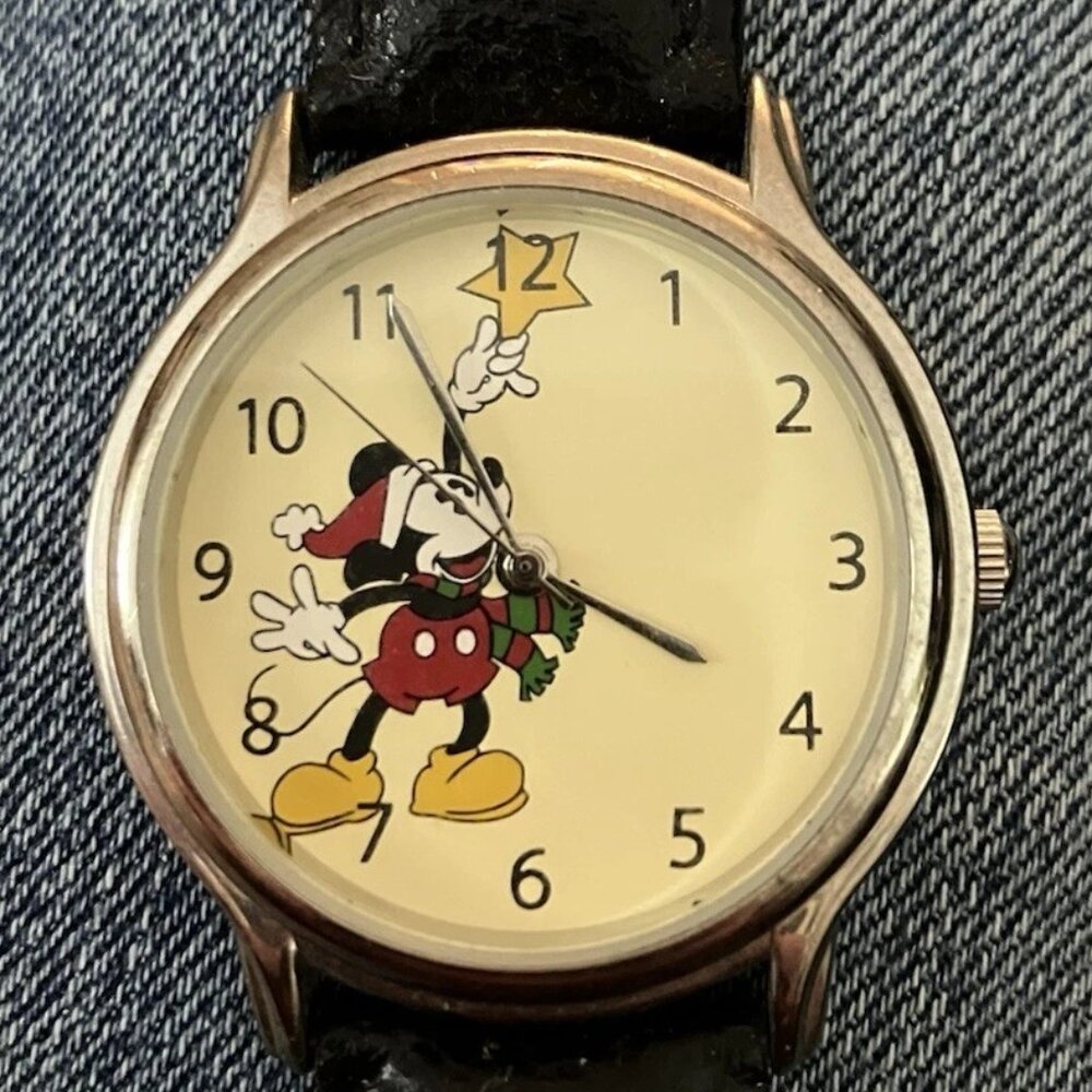 Disney Time Works Mickey Mouse Santa Xmas Watch -NWOT